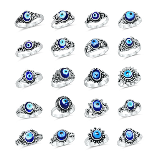 Evil Eye Rings – Assorted Designs in Silver, 18K Gold & 18K Rose Gold Plating over Brass