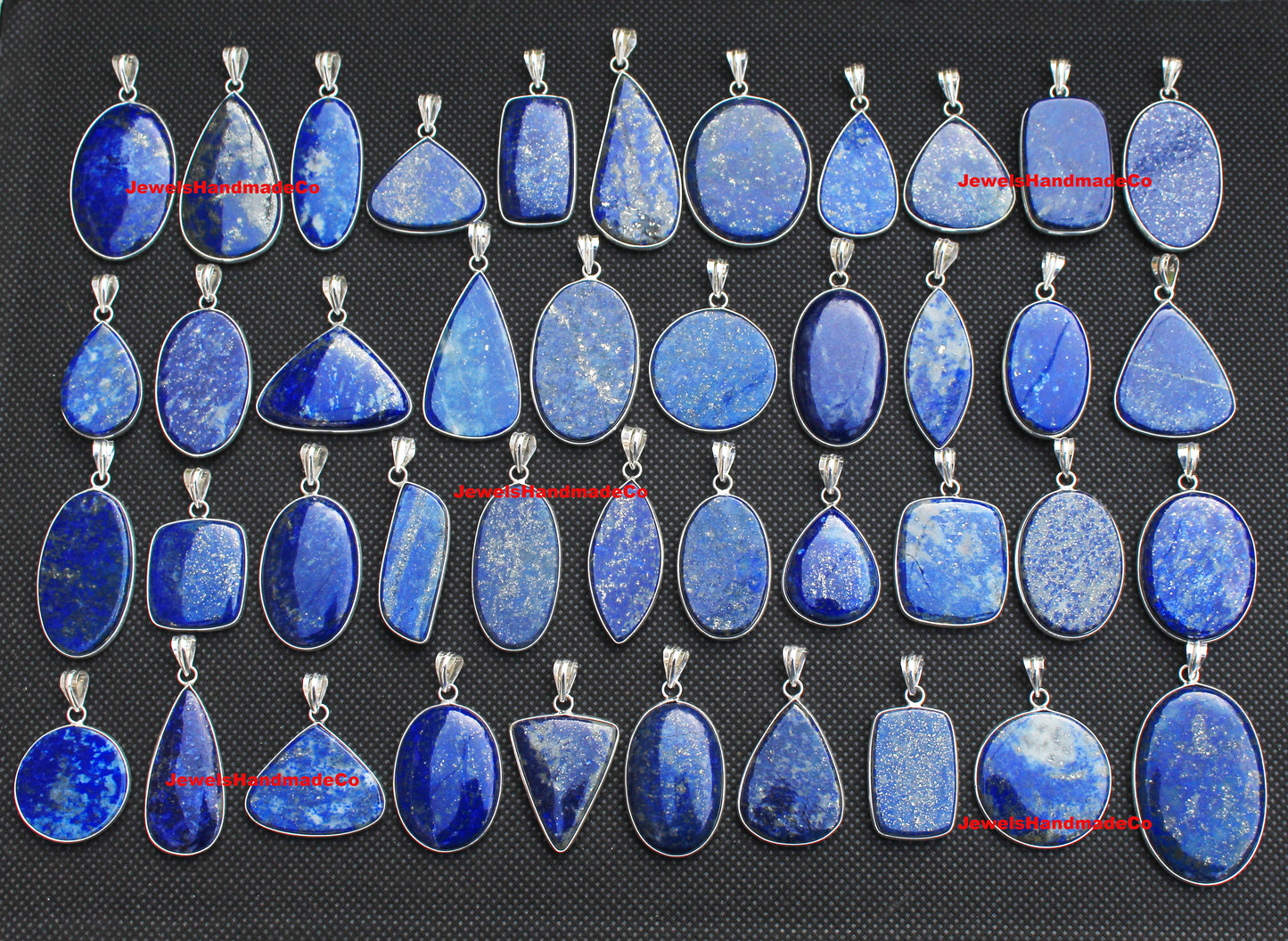 Pendentifs minimalistes en lapis-lazuli - Faits main, plaqués argent, vente en gros