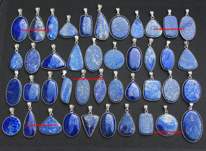 Pendentifs minimalistes en lapis-lazuli - Faits main, plaqués argent, vente en gros