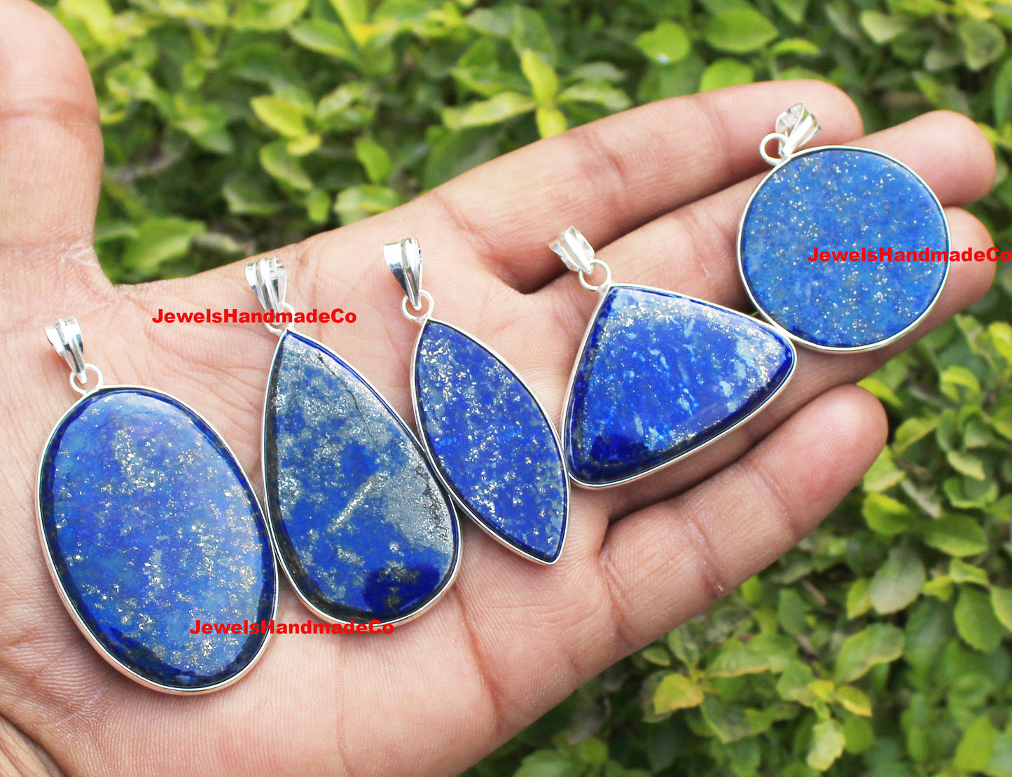 Pendentifs minimalistes en lapis-lazuli - Faits main, plaqués argent, vente en gros