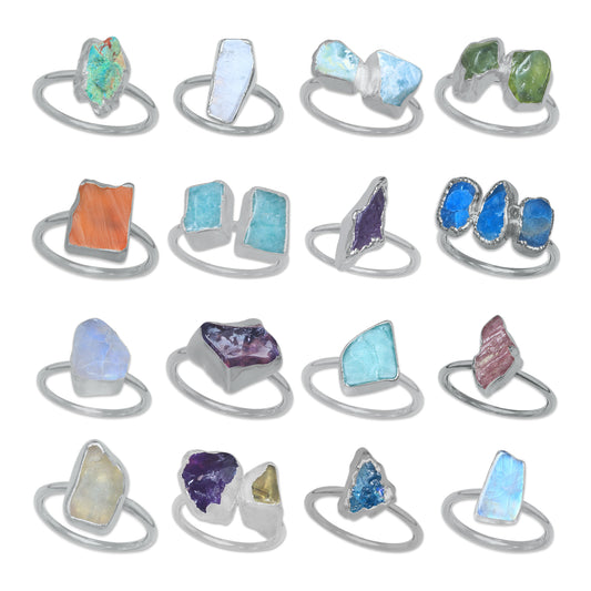 Raw Crystal Ring – Silver, Gold, Rose Gold & Black Rhodium Finish | Natural Stones (Made to Order)