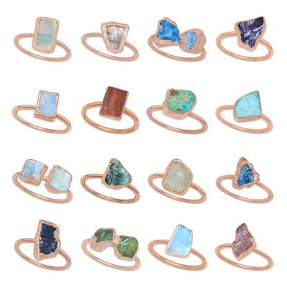 Raw Crystal Ring – Silver, Gold, Rose Gold & Black Rhodium Finish | Natural Stones (Made to Order)