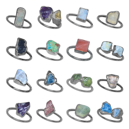 Raw Crystal Ring – Silver, Gold, Rose Gold & Black Rhodium Finish | Natural Stones (Made to Order)