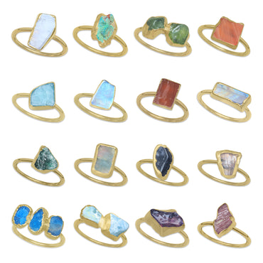 Raw Crystal Ring – Silver, Gold, Rose Gold & Black Rhodium Finish | Natural Stones (Made to Order)