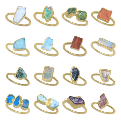 Raw Crystal Ring – Silver, Gold, Rose Gold & Black Rhodium Finish | Natural Stones (Made to Order)