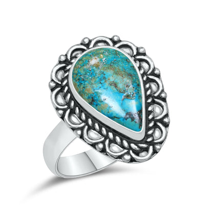 Natural Turquoise Rings – Silver-Plated, Stabilized, Handmade Boho Western | Wholesale