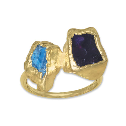 Raw Crystal Ring – Silver, Gold, Rose Gold & Black Rhodium Finish | Natural Stones (Made to Order)