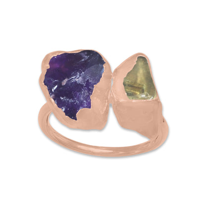Raw Crystal Ring – Silver, Gold, Rose Gold & Black Rhodium Finish | Natural Stones (Made to Order)