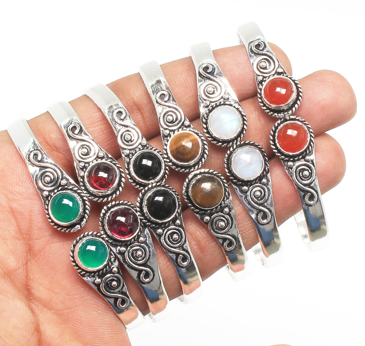 Verschiedene Kristall handgefertigte verstellbare Manschette Armreifen für Frauen Großhandel viel Multi Farbe versilbert Armreif Armbänder