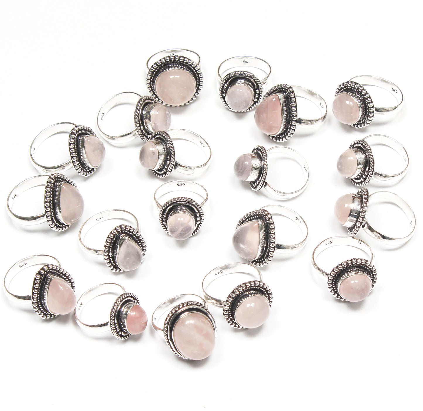 Handmade Rose Quartz Rings for Women – Silver-Plated Brass Jewelry for Love and Healing