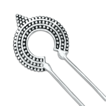 Paisley Swirl Hair Stick | Silver Plated Brass Bun Stick