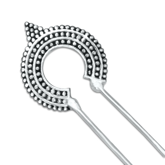 Paisley Swirl Hair Stick | Silver Plated Brass Bun Stick