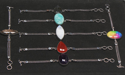 Assorted Crystal Chain Bracelets – Silver-Plated, Handmade, Multi-Color | Wholesale