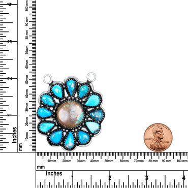 Navajo Turquoise Golden Matrix Blossom Necklace | Oxidized Silver Plated Brass | 24" Chain