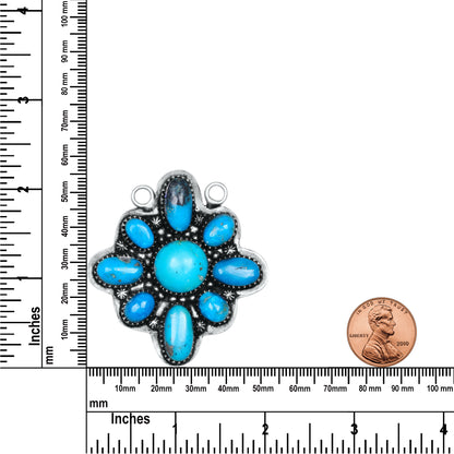 Navajo Turquoise Petite Cross Necklace | Oxidized Silver Plated Brass | 24" Chain