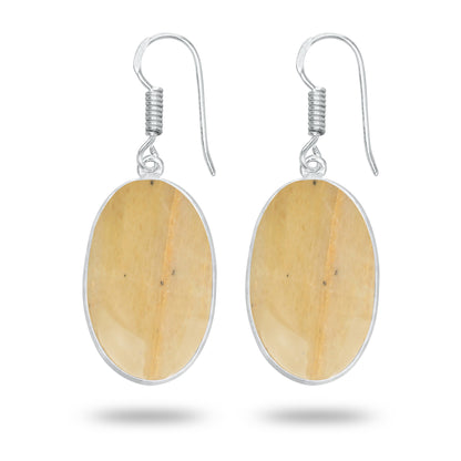Yellow Aventurine Earrings – Handmade Minimal Design | Silver‑Plated Brass | Fish Hook Backs | Wholesale Pairs