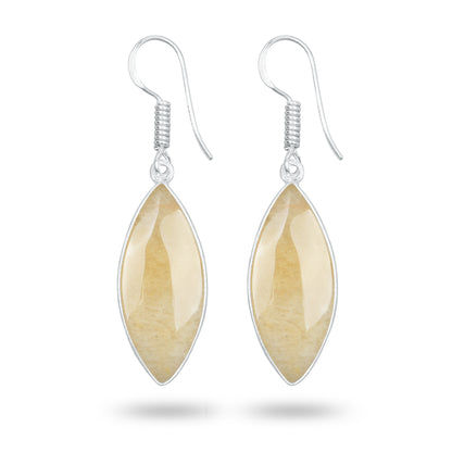 Yellow Aventurine Earrings – Handmade Minimal Design | Silver‑Plated Brass | Fish Hook Backs | Wholesale Pairs