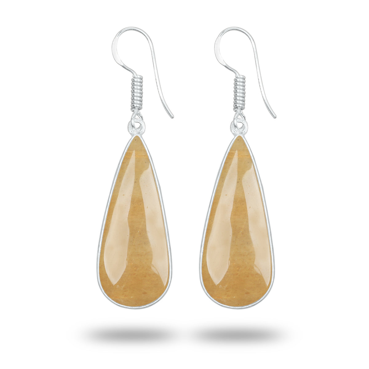 Yellow Aventurine Earrings – Handmade Minimal Design | Silver‑Plated Brass | Fish Hook Backs | Wholesale Pairs