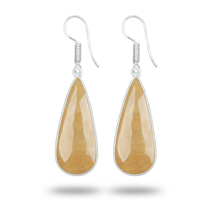 Yellow Aventurine Earrings – Handmade Minimal Design | Silver‑Plated Brass | Fish Hook Backs | Wholesale Pairs