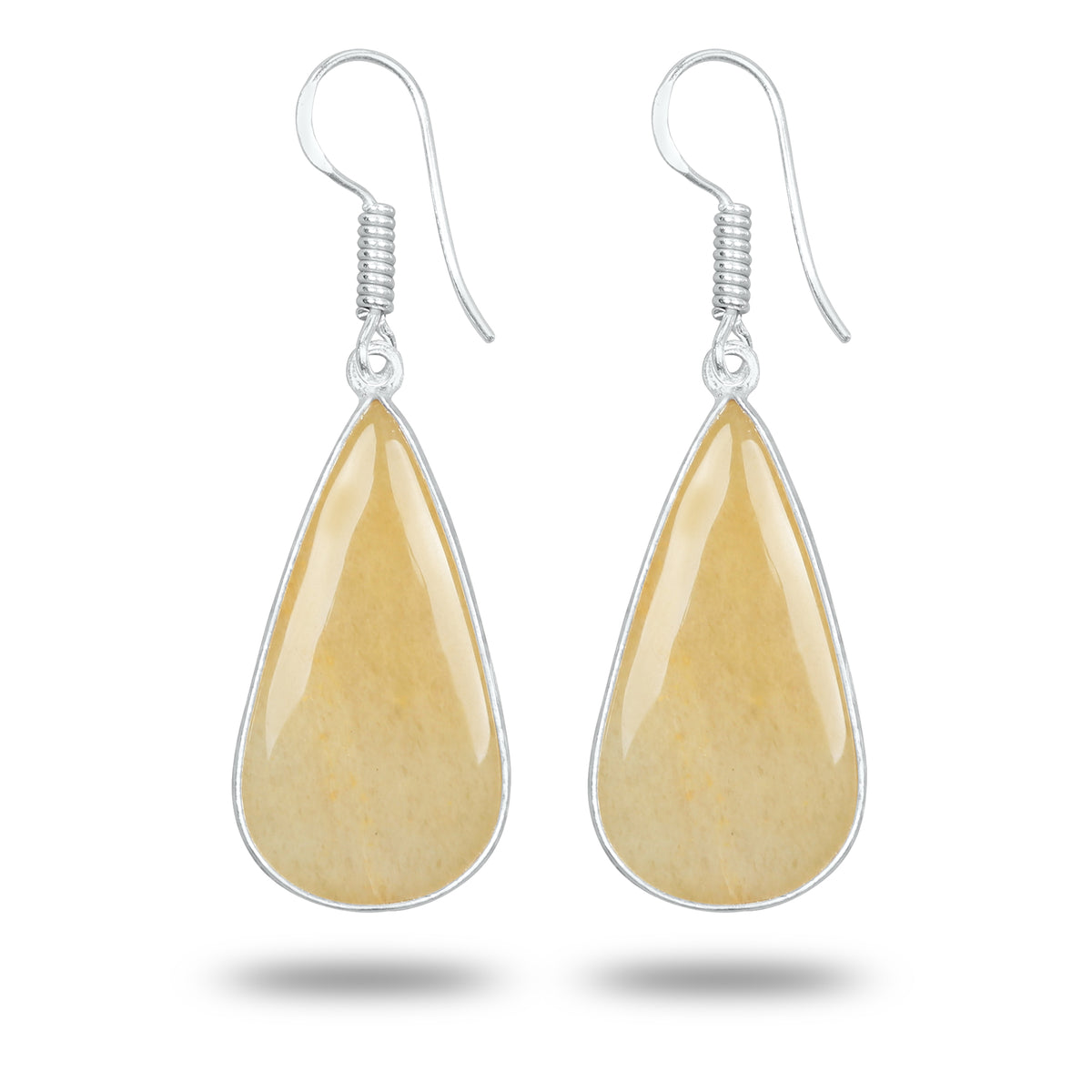 Yellow Aventurine Earrings – Handmade Minimal Design | Silver‑Plated Brass | Fish Hook Backs | Wholesale Pairs