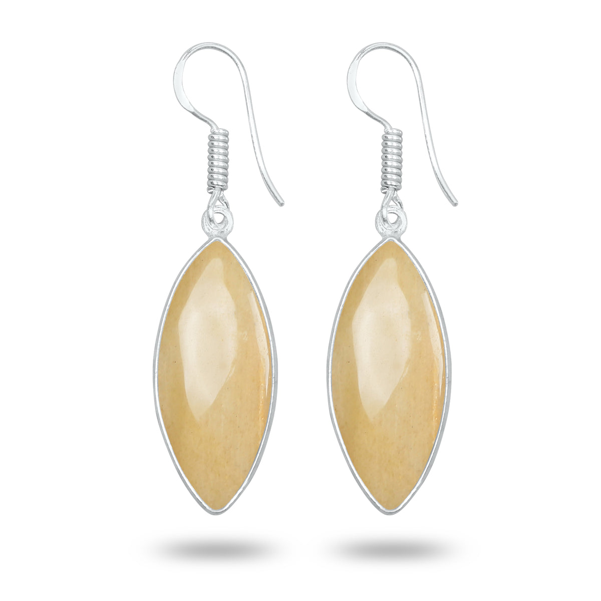 Yellow Aventurine Earrings – Handmade Minimal Design | Silver‑Plated Brass | Fish Hook Backs | Wholesale Pairs