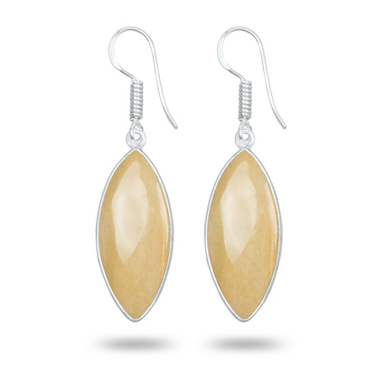 Yellow Aventurine Earrings – Handmade Minimal Design | Silver‑Plated Brass | Fish Hook Backs | Wholesale Pairs