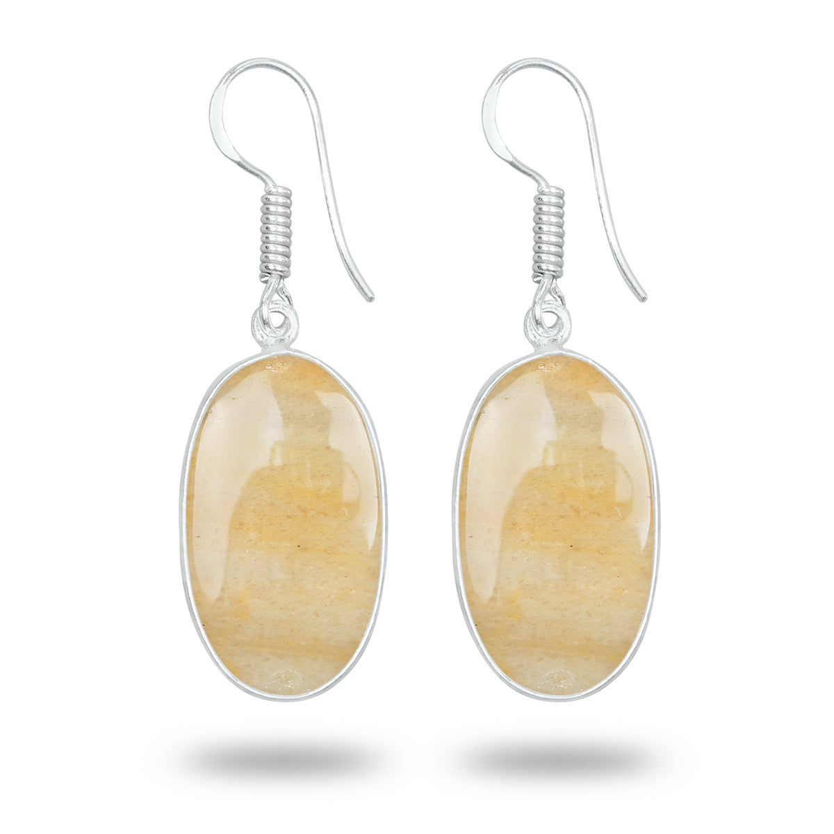 Yellow Aventurine Earrings – Handmade Minimal Design | Silver‑Plated Brass | Fish Hook Backs | Wholesale Pairs