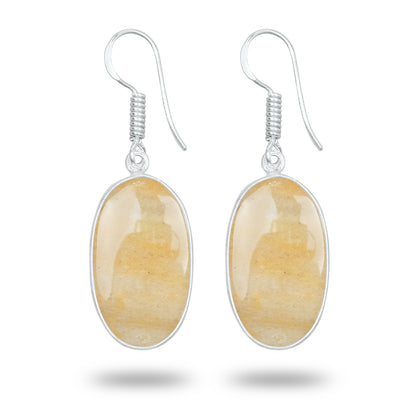 Yellow Aventurine Earrings – Handmade Minimal Design | Silver‑Plated Brass | Fish Hook Backs | Wholesale Pairs