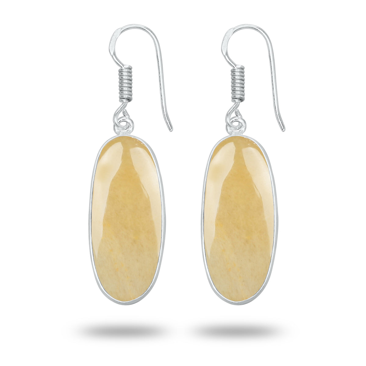 Yellow Aventurine Earrings – Handmade Minimal Design | Silver‑Plated Brass | Fish Hook Backs | Wholesale Pairs