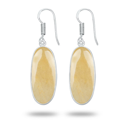 Yellow Aventurine Earrings – Handmade Minimal Design | Silver‑Plated Brass | Fish Hook Backs | Wholesale Pairs
