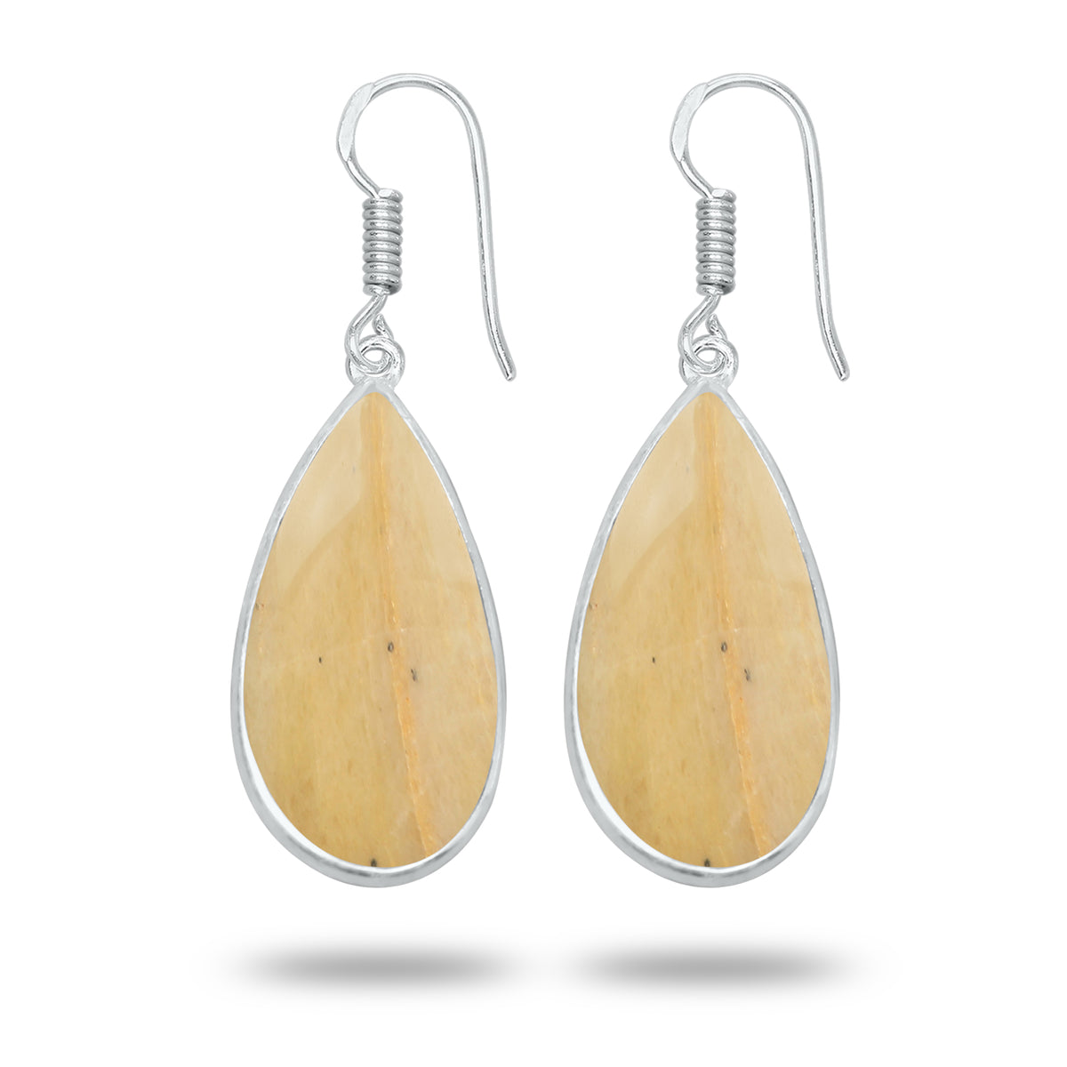 Yellow Aventurine Earrings – Handmade Minimal Design | Silver‑Plated Brass | Fish Hook Backs | Wholesale Pairs