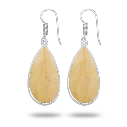 Yellow Aventurine Earrings – Handmade Minimal Design | Silver‑Plated Brass | Fish Hook Backs | Wholesale Pairs