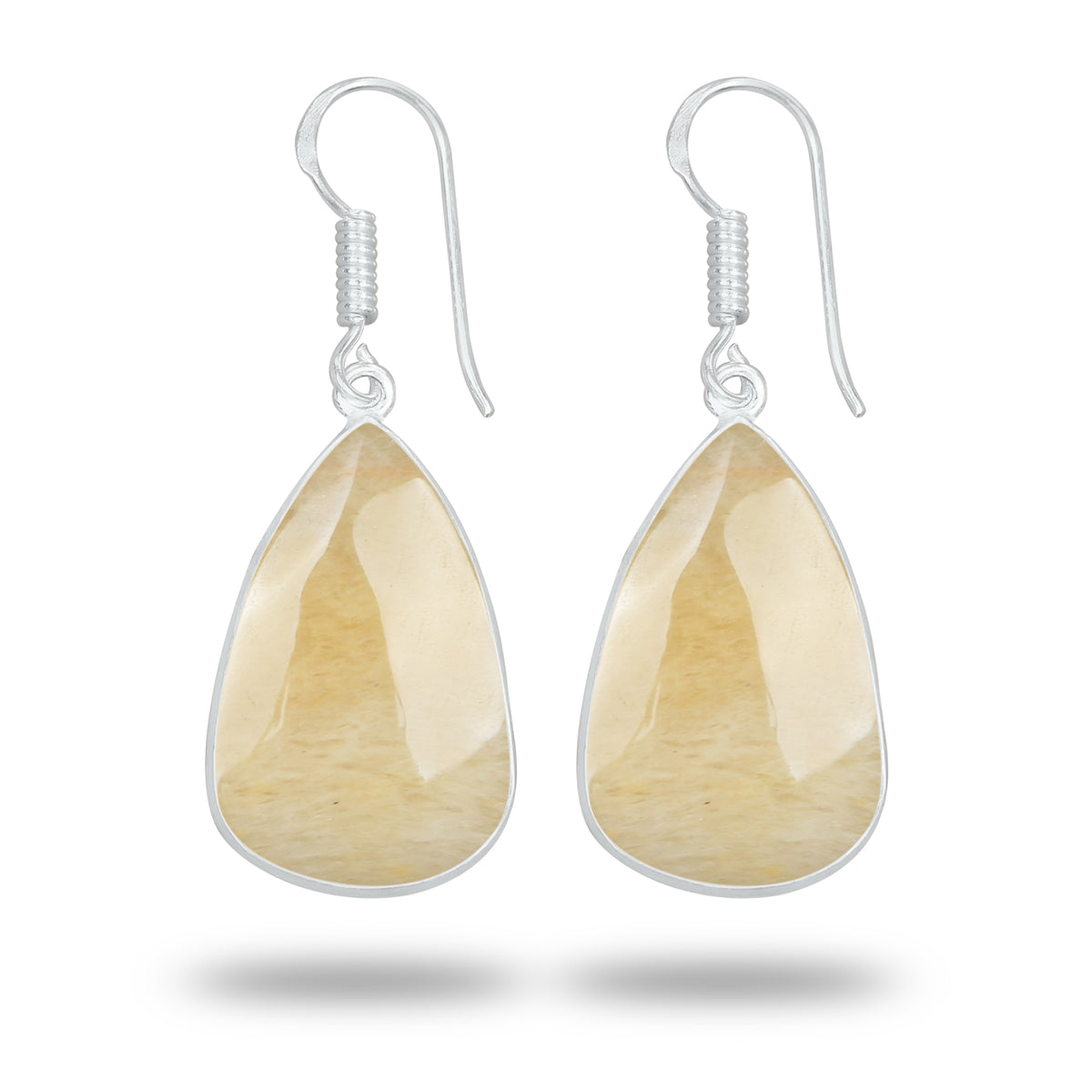 Yellow Aventurine Earrings – Handmade Minimal Design | Silver‑Plated Brass | Fish Hook Backs | Wholesale Pairs