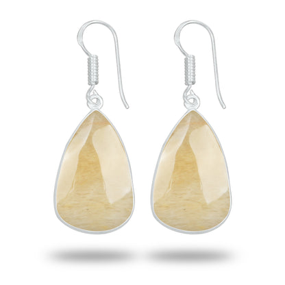 Yellow Aventurine Earrings – Handmade Minimal Design | Silver‑Plated Brass | Fish Hook Backs | Wholesale Pairs