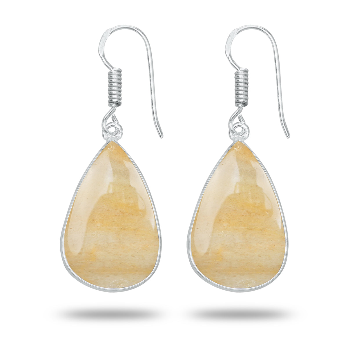 Yellow Aventurine Earrings – Handmade Minimal Design | Silver‑Plated Brass | Fish Hook Backs | Wholesale Pairs