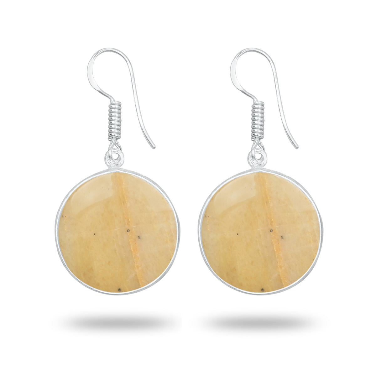 Yellow Aventurine Earrings – Handmade Minimal Design | Silver‑Plated Brass | Fish Hook Backs | Wholesale Pairs