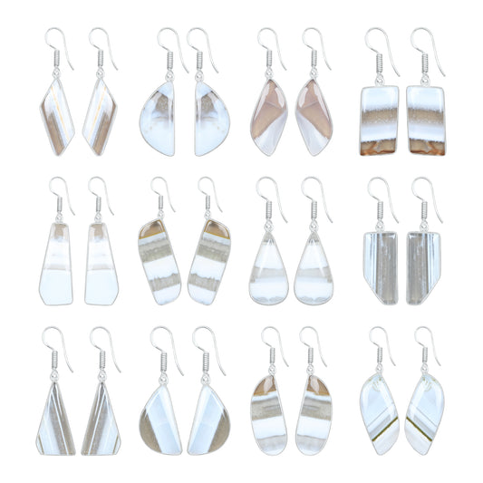 Owyhee Opal Earrings – Handmade Minimal Design | Silver‑Plated Brass | Fish Hook Backs | Wholesale Pairs