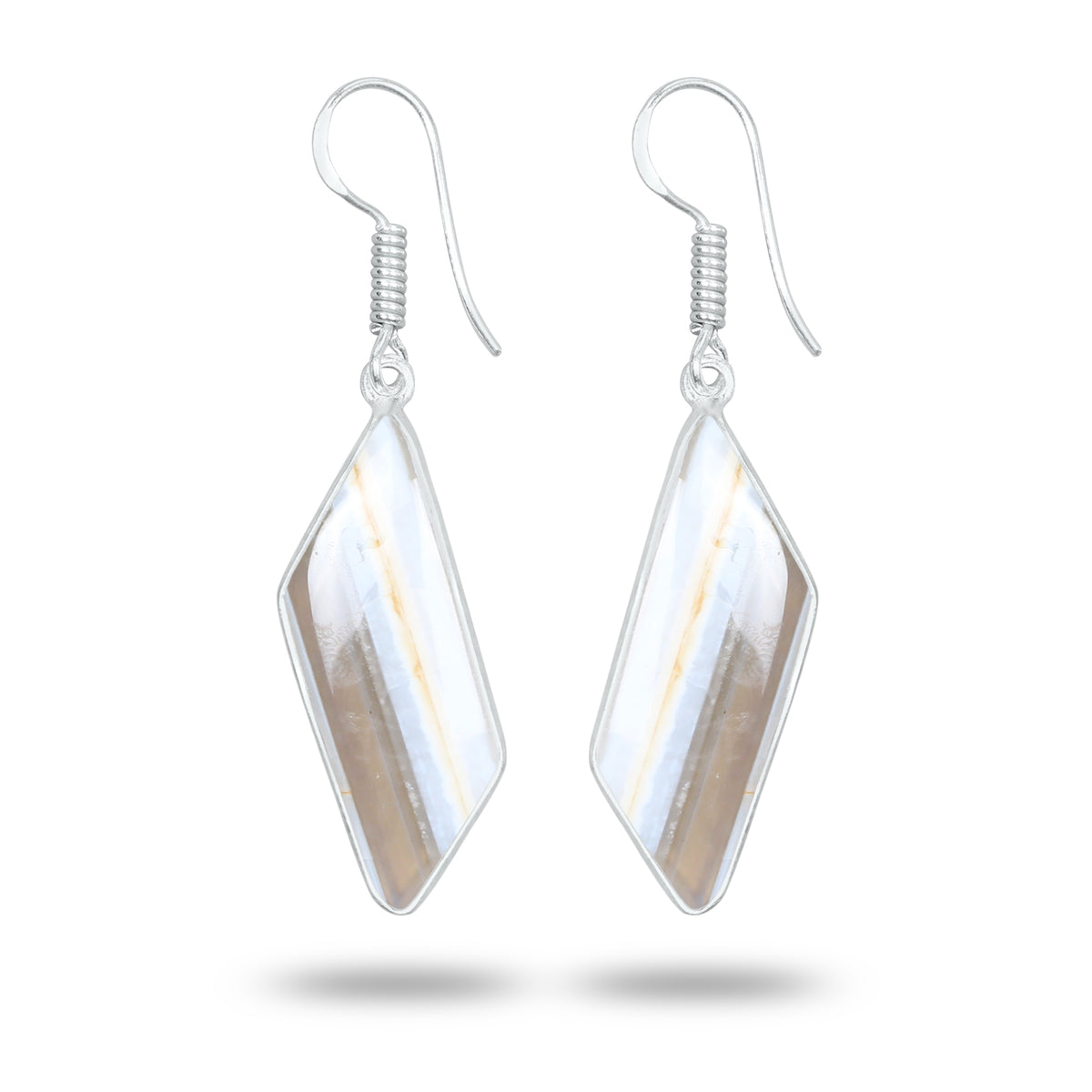 Owyhee Opal Earrings – Handmade Minimal Design | Silver‑Plated Brass | Fish Hook Backs | Wholesale Pairs