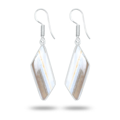 Owyhee Opal Earrings – Handmade Minimal Design | Silver‑Plated Brass | Fish Hook Backs | Wholesale Pairs