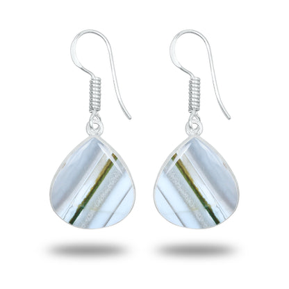 Owyhee Opal Earrings – Handmade Minimal Design | Silver‑Plated Brass | Fish Hook Backs | Wholesale Pairs
