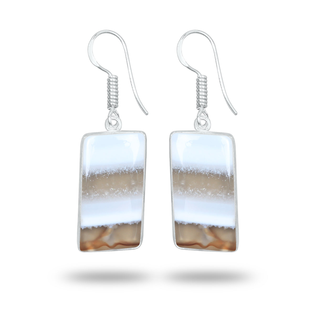 Owyhee Opal Earrings – Handmade Minimal Design | Silver‑Plated Brass | Fish Hook Backs | Wholesale Pairs