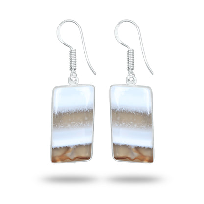 Owyhee Opal Earrings – Handmade Minimal Design | Silver‑Plated Brass | Fish Hook Backs | Wholesale Pairs