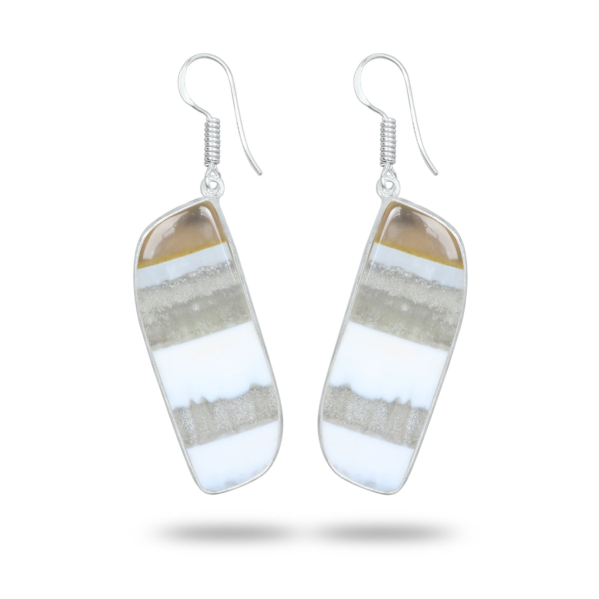 Owyhee Opal Earrings – Handmade Minimal Design | Silver‑Plated Brass | Fish Hook Backs | Wholesale Pairs