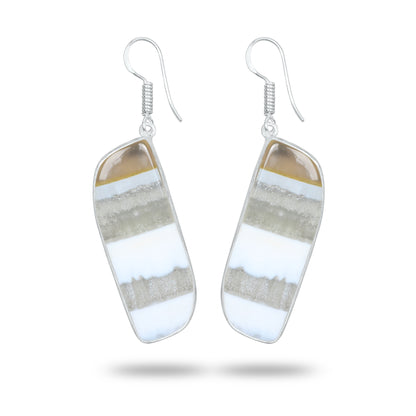 Owyhee Opal Earrings – Handmade Minimal Design | Silver‑Plated Brass | Fish Hook Backs | Wholesale Pairs