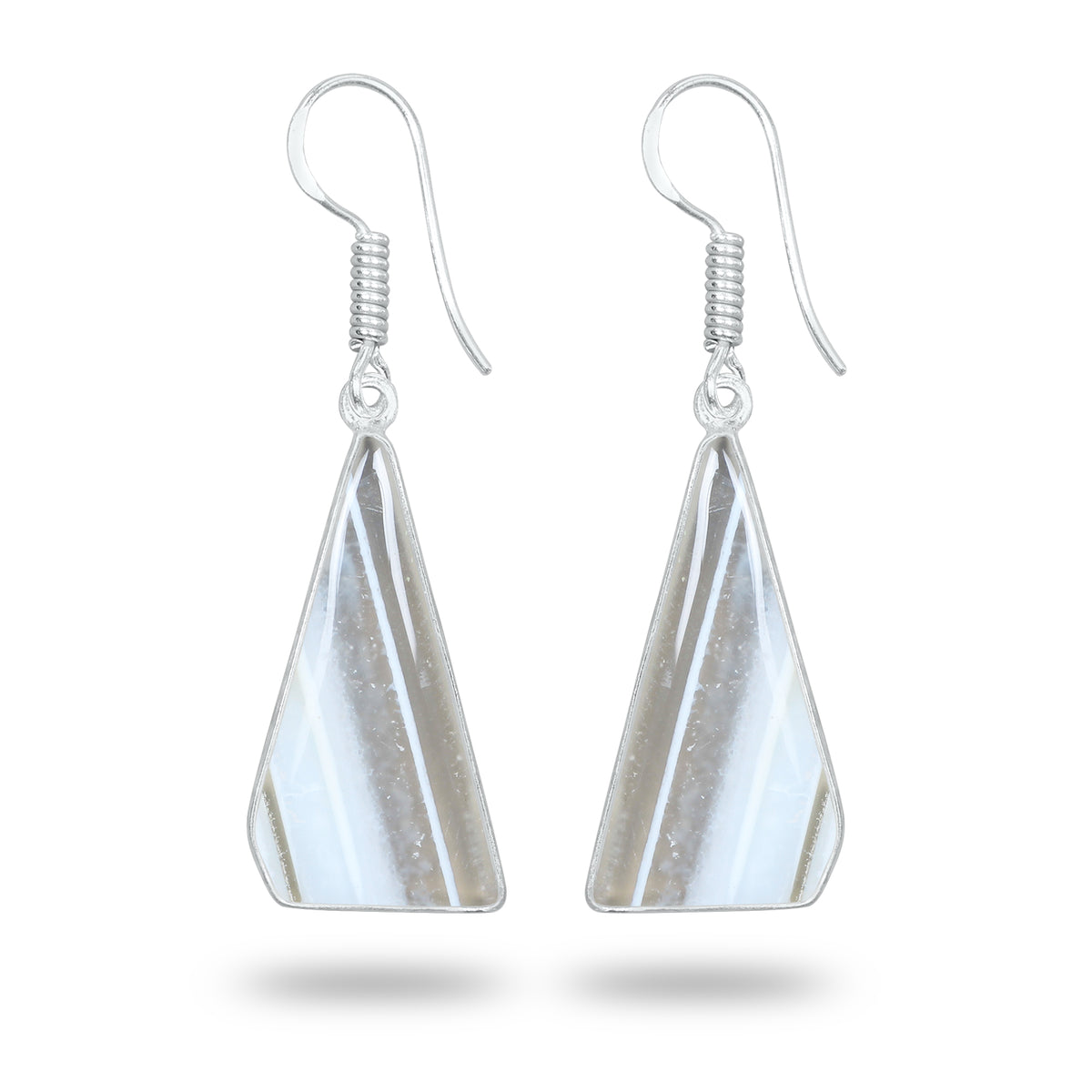 Owyhee Opal Earrings – Handmade Minimal Design | Silver‑Plated Brass | Fish Hook Backs | Wholesale Pairs