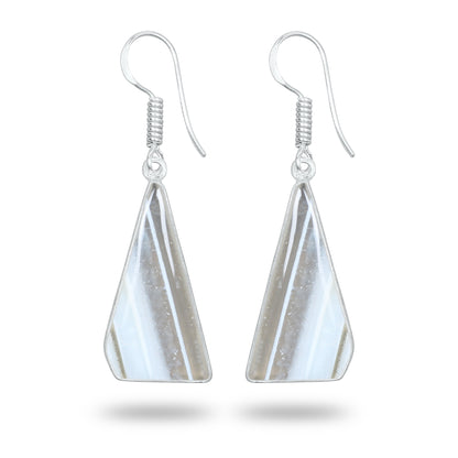 Owyhee Opal Earrings – Handmade Minimal Design | Silver‑Plated Brass | Fish Hook Backs | Wholesale Pairs