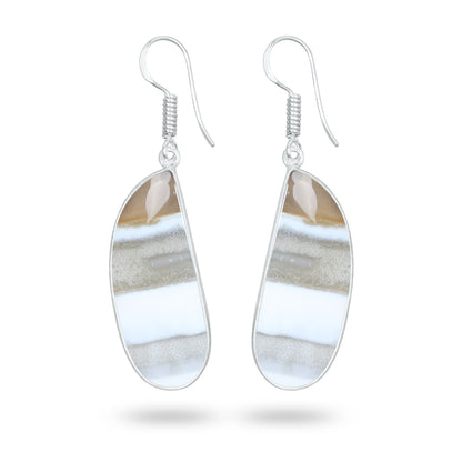 Owyhee Opal Earrings – Handmade Minimal Design | Silver‑Plated Brass | Fish Hook Backs | Wholesale Pairs