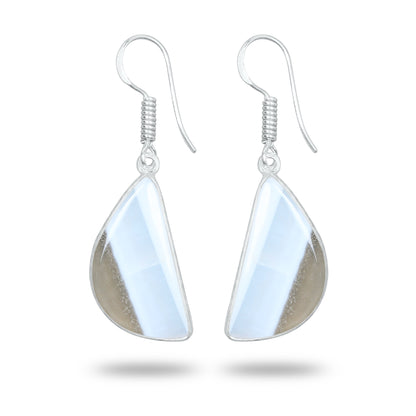 Owyhee Opal Earrings – Handmade Minimal Design | Silver‑Plated Brass | Fish Hook Backs | Wholesale Pairs