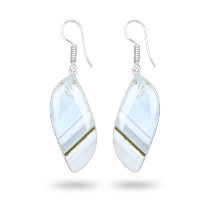 Owyhee Opal Earrings – Handmade Minimal Design | Silver‑Plated Brass | Fish Hook Backs | Wholesale Pairs