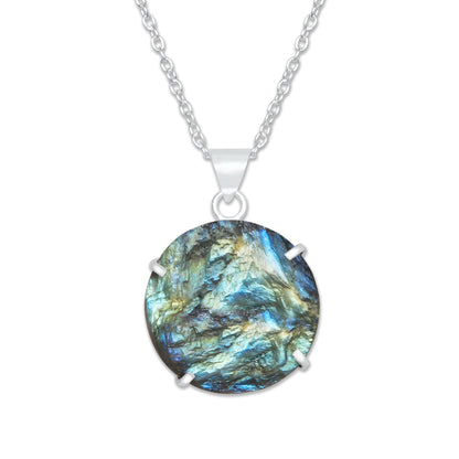Labradorite Raw Stone Pendants – Prong Set | Silver‑Plated Brass (No Chain) | Wholesale Bundles